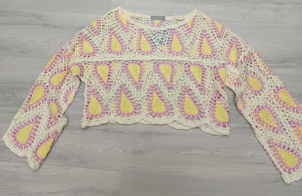 Jersey crochet manga acampada