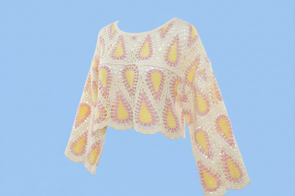 Jersey crochet manga acampada