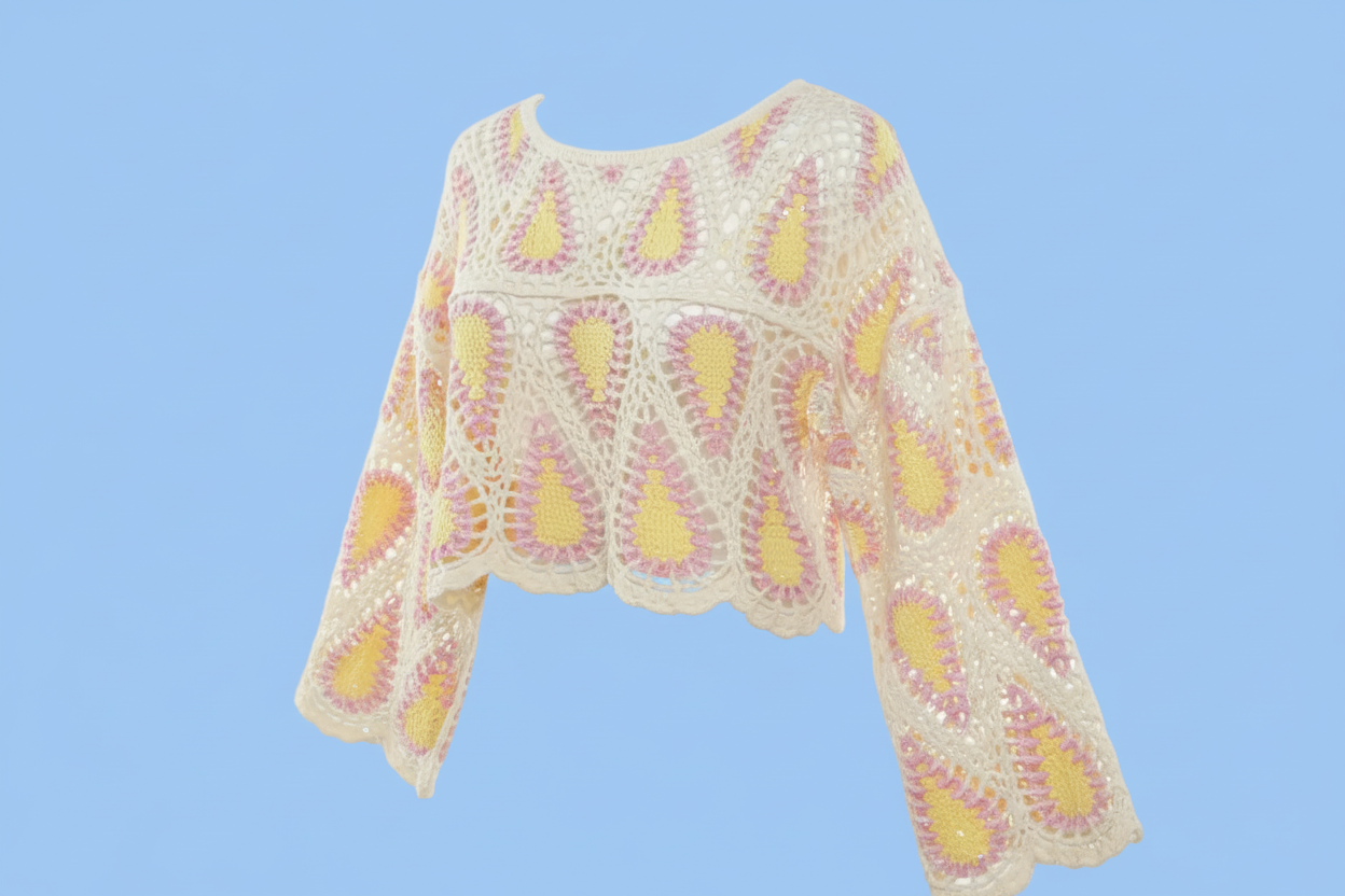 Jersey crochet manga acampada