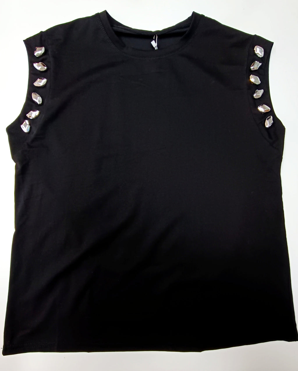Camiseta sin mangas con detalle plateado