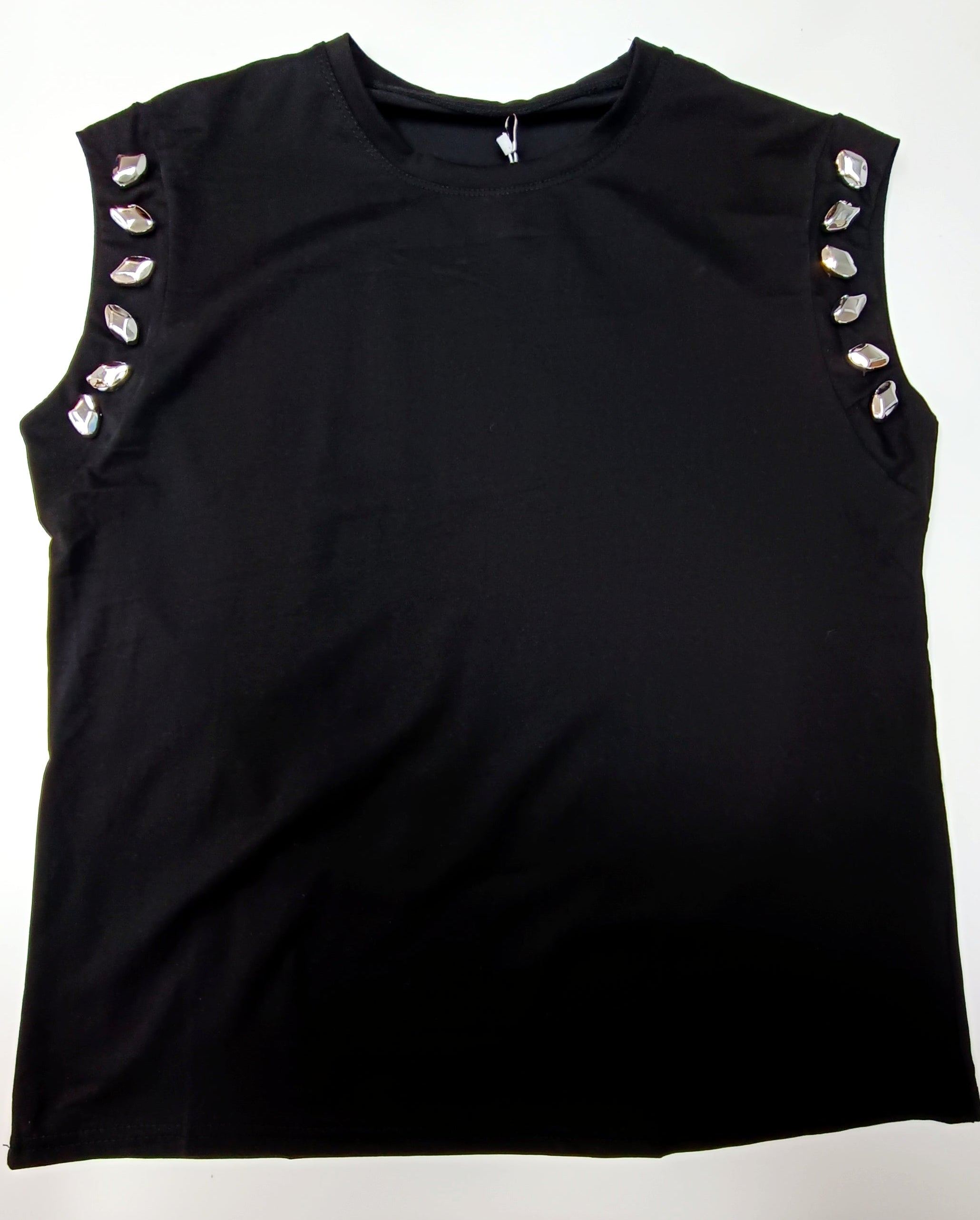 Camiseta sin mangas con detalle plateado