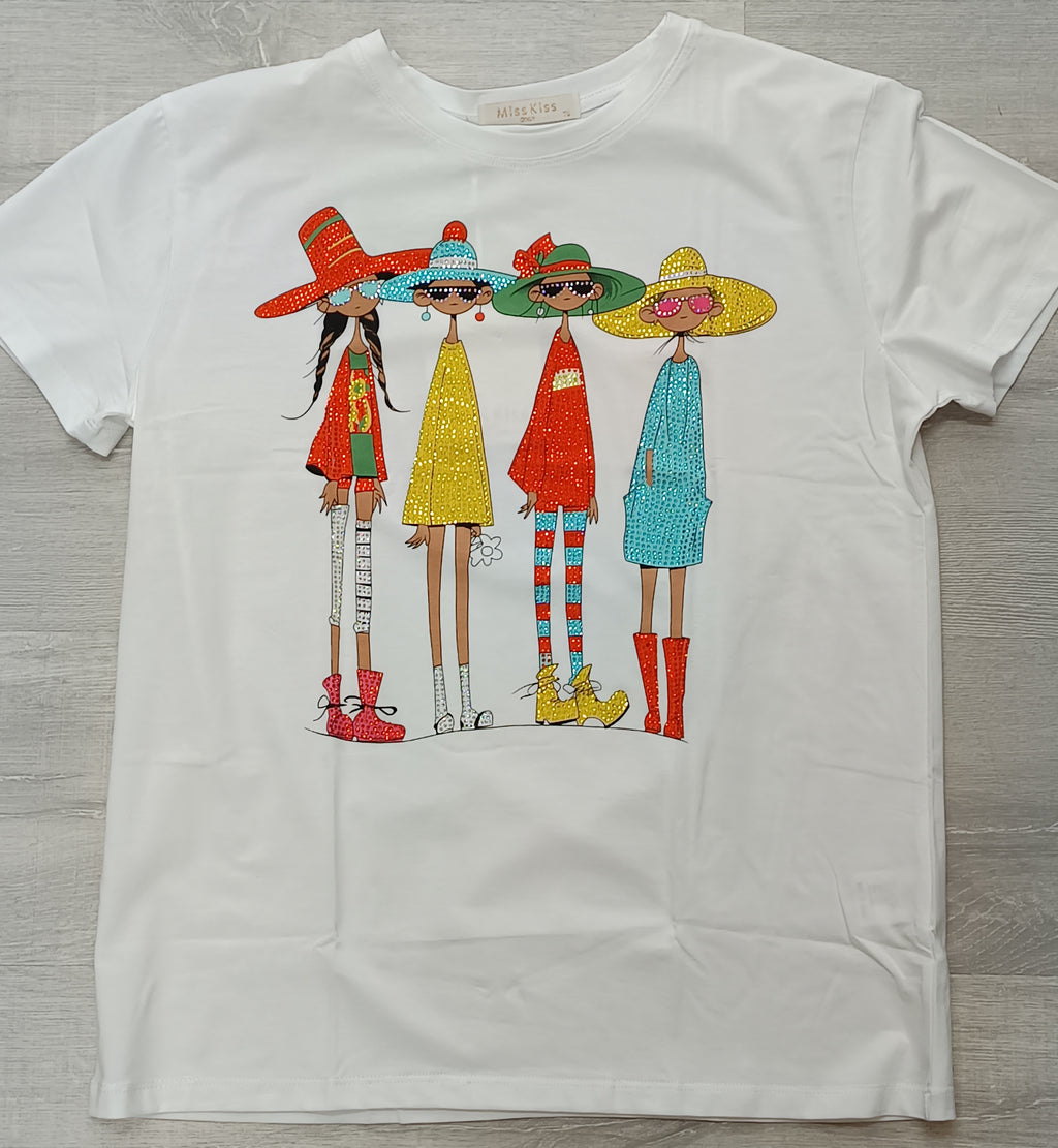 Camiseta estampada con strass