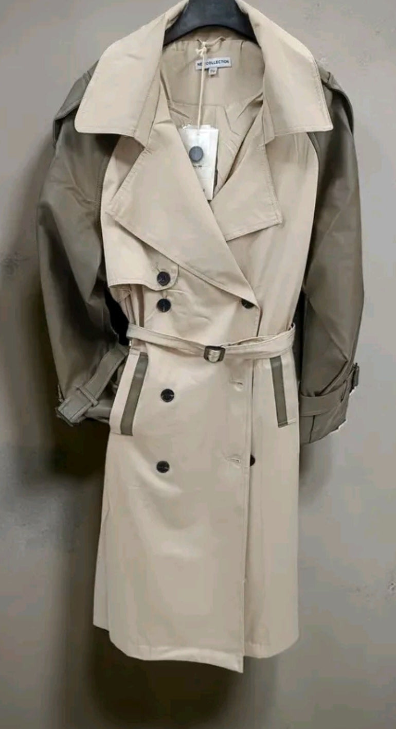 Gabardina combinada polipiel