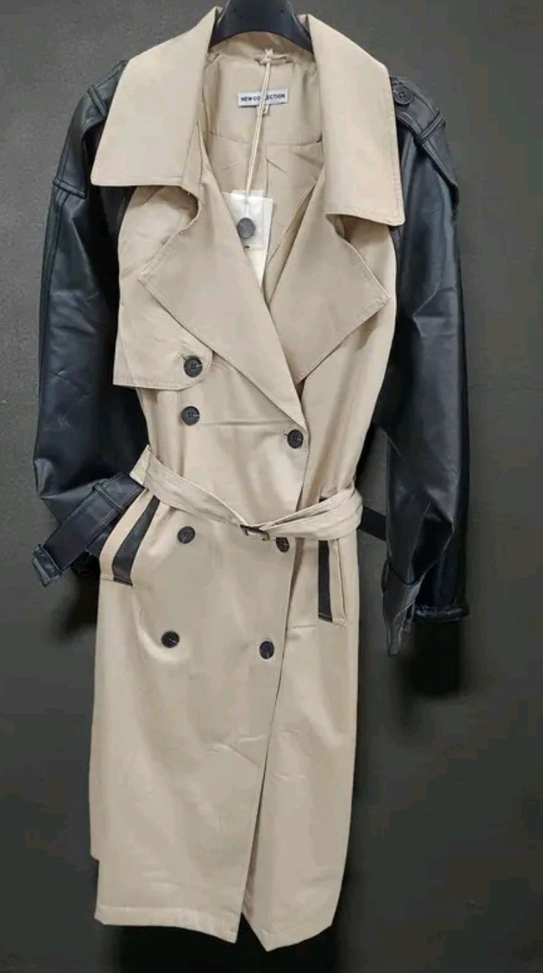 Gabardina combinada polipiel
