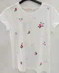 Camiseta bordada con flores y strass