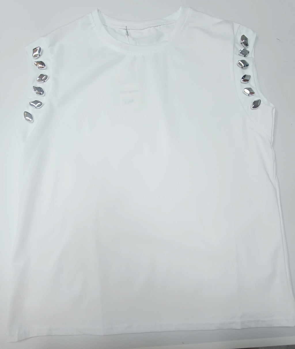 Camiseta sin mangas con detalle plateado