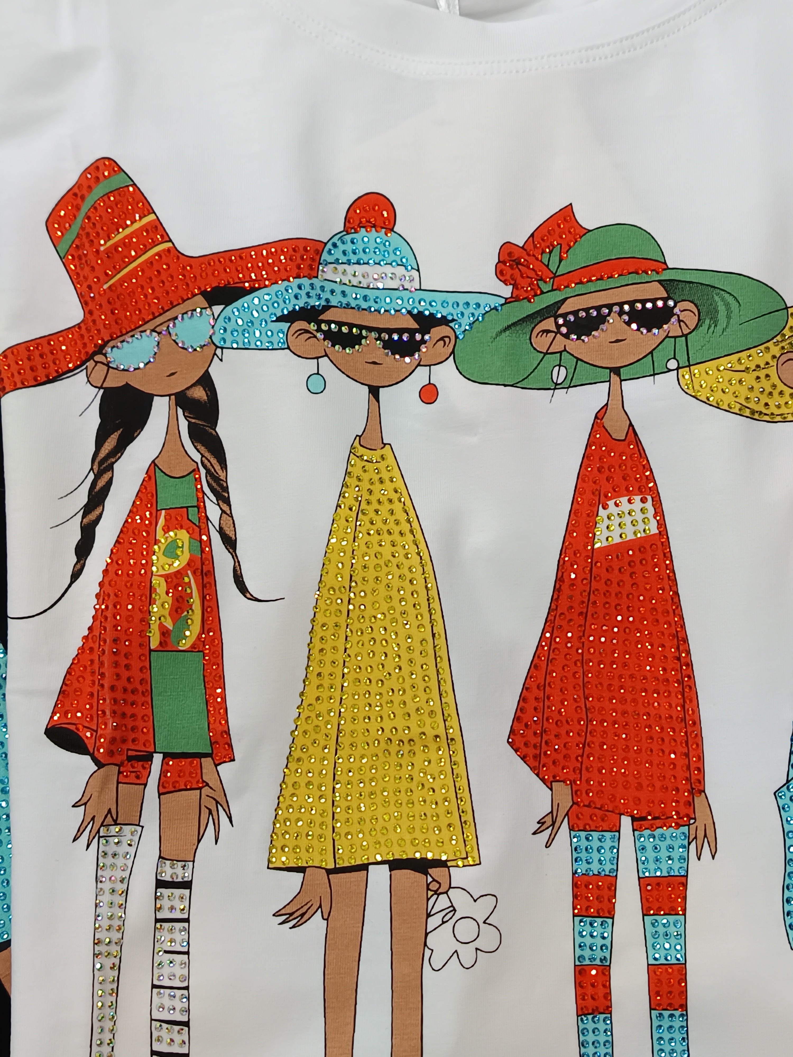 Camiseta estampada con strass