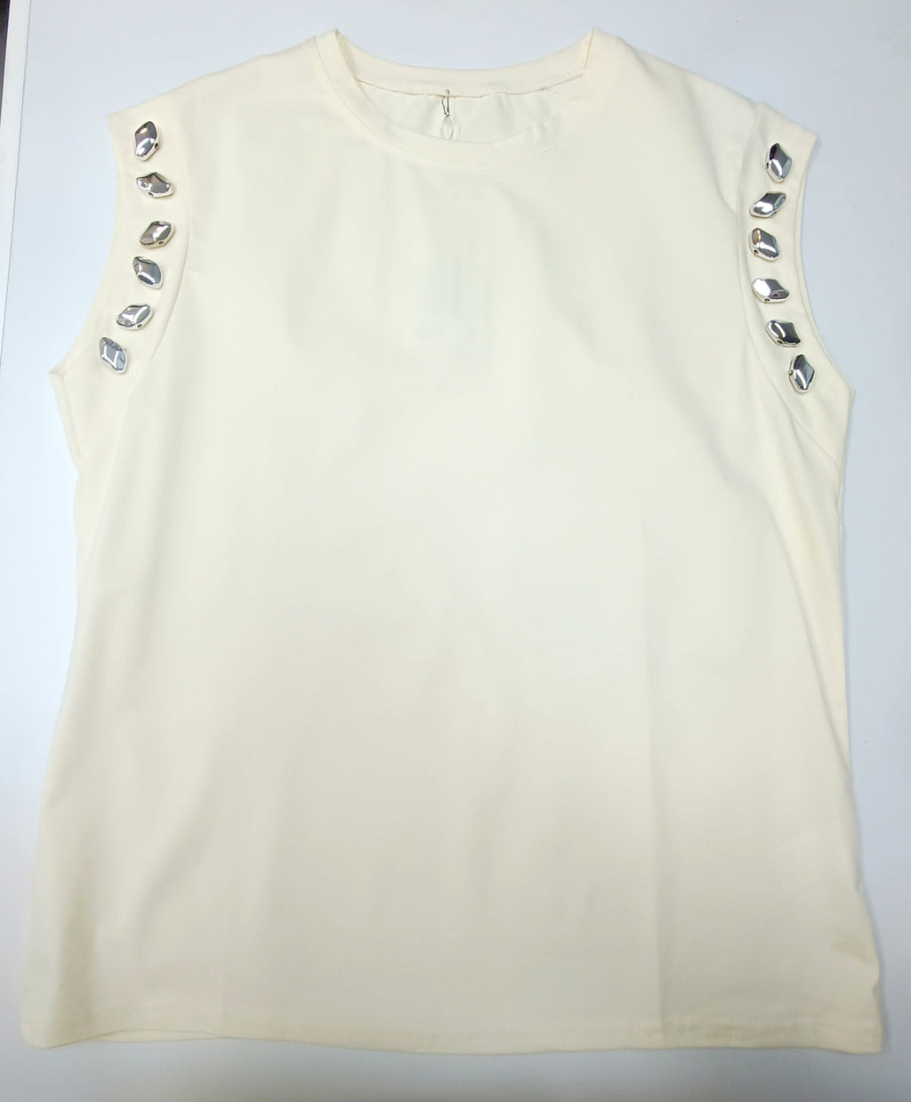 Camiseta sin mangas con detalle plateado